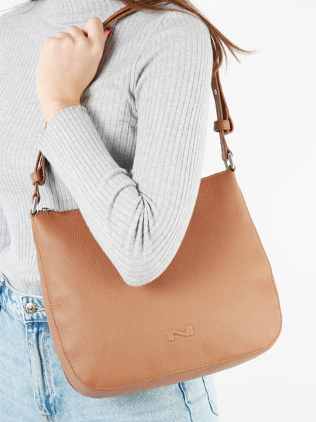 Sac Porté épaule Lou Cuir Nathan baume Marron egee 5 vue secondaire 1