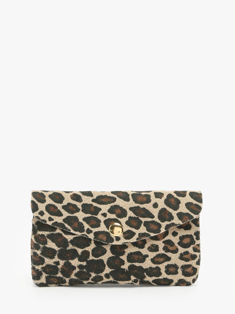 Leather Leopard Wallet Milano Beige velvet leopardo VL23113