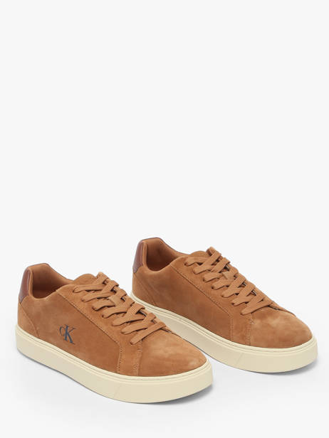 Sneakers In Leather Calvin klein jeans Brown men YM01434 other view 2