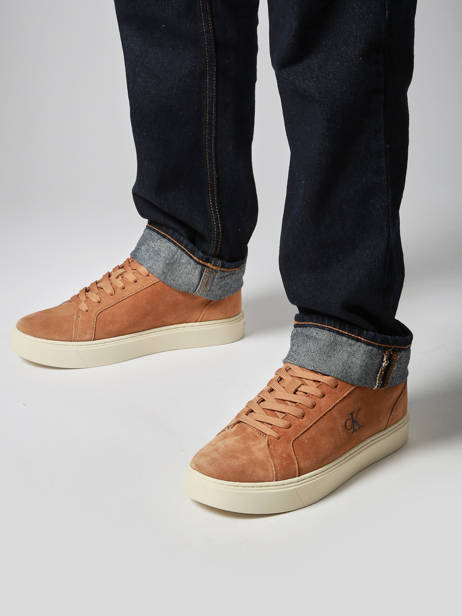 Sneakers In Leather Calvin klein jeans Brown men YM01434 other view 1