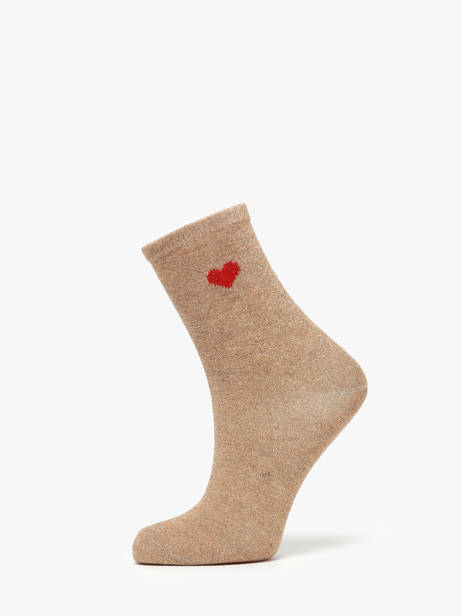 Women's Socks Lurex Heart Pieces Beige socks women 17159116