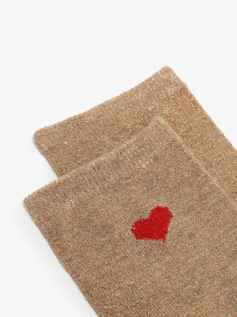 Women's Socks Lurex Heart Pieces Beige socks women 17159116 other view 1