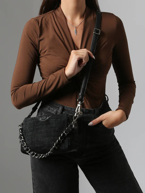 Sac Bandoulière Vintage Cuir Mila louise Noir vintage 23673KRC vue secondaire 1