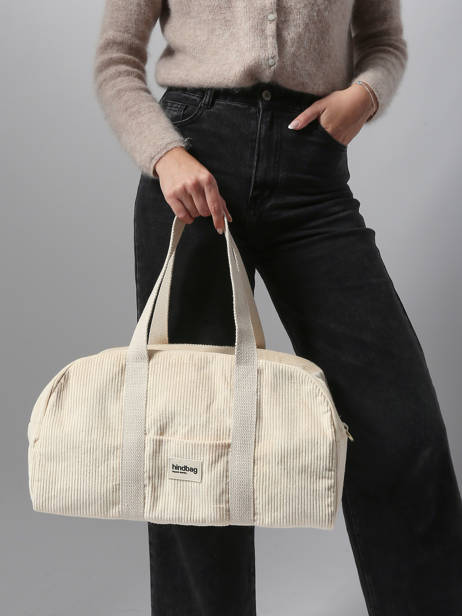 Sac Porté épaule Velours Velours Côtelé Hindbag Beige velours V vue secondaire 1