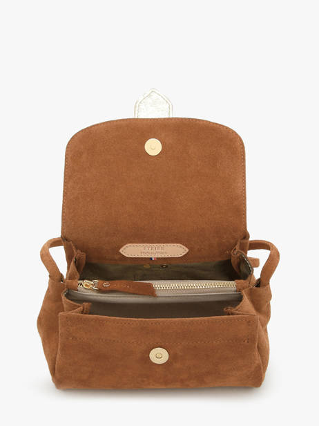 Sac Bandoulière S Agnes Cuir Velours Etrier Marron agnes EAGV205S vue secondaire 5
