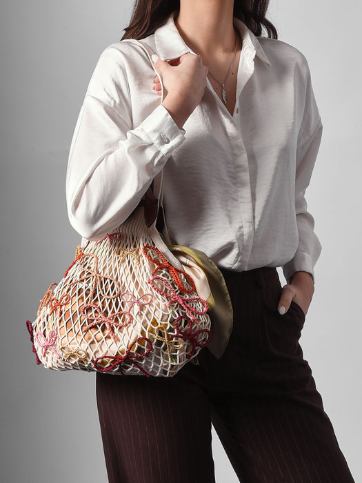 Longchamp Le pliage filet raphia Hobo bag Beige