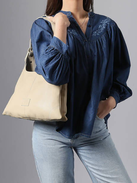 Shoulder Bag Seam Leather Basilic pepper Beige seam BSEA05 other view 1