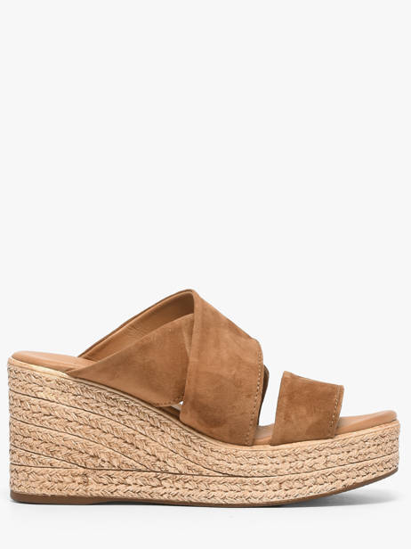 Wedge Slippers In Leather Aliwell Brown women A126189